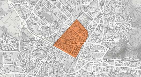 Mietspiegelkarte Freiburg im Breisgau St&uuml;hlinger